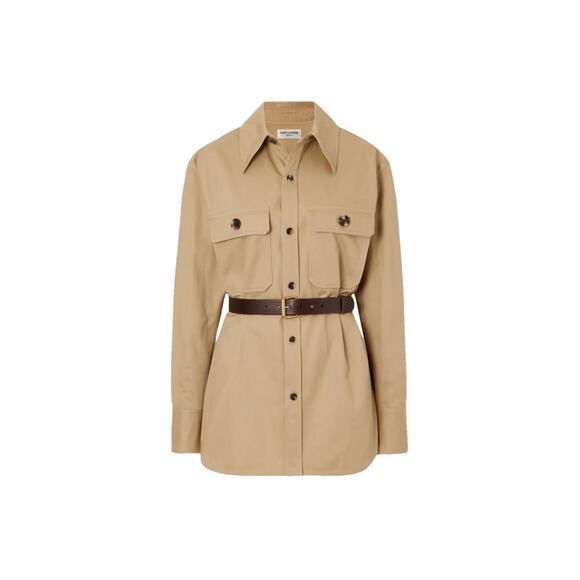 Saint Laurent Saharienne Belted Shirt in Cotton Drill | size 38 FR | NWT - Picture 1 of 3